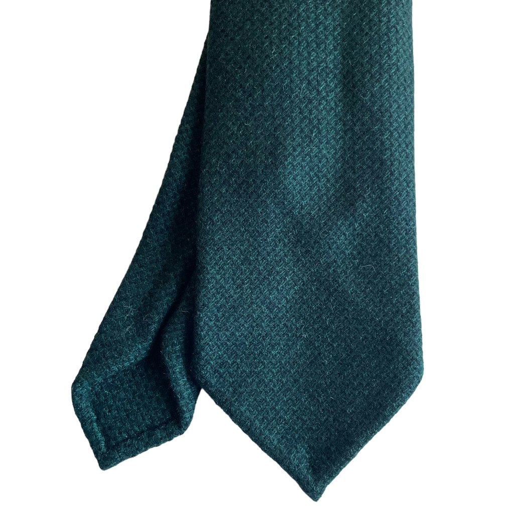 Textured Cashmere Tie - Untipped - Dark Green