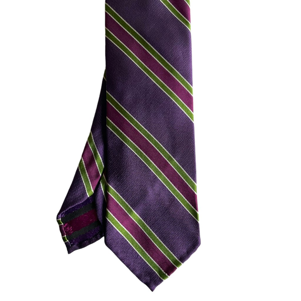 Regimental Silk Tie - Untipped - Purple/Green/Cerise