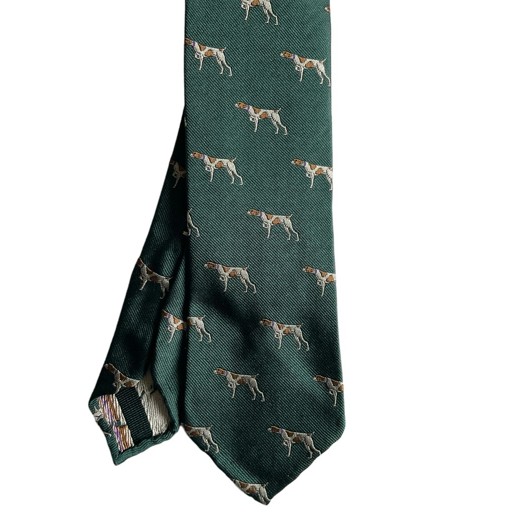 Dogs Silk Tie - Untipped - Dark Green