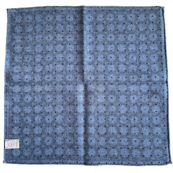 Medallion/Pindot Wool Pocket Square - Navy Blue/Light Blue