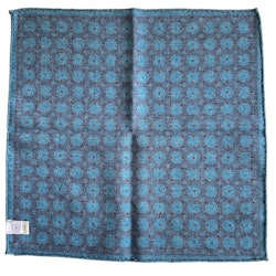 Medallion/Pindot Wool Pocket Square - Burgundy/Light Blue