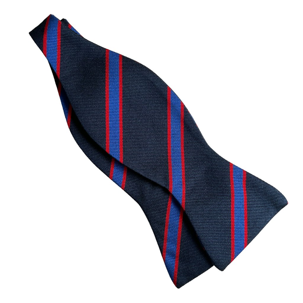 Regimental Rep Silk Bow Tie - Navy Blue/Royale Blue/Red