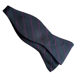 Regimental Grenadine Silk Bow Tie - Navy Blue/Lilac