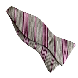 Regimental Grenadine Silk Bow Tie - Champagne/Pink/Cerise