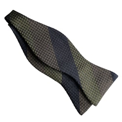 Regimental Grenadine Silk Bow Tie - Navy Blue/Olive/Rust