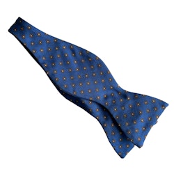 Floral Silk/Cotton Bow Tie - Mid Blue/Brown