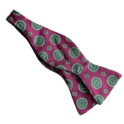Medallion Silk/Cotton Bow Tie - Burgundy/Green
