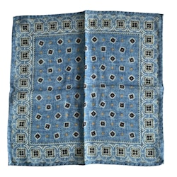 Floral Wool Pocket Square - Light Blue