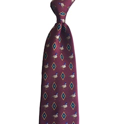 Duck and Diamond Printed Silk Tie - Burgundy