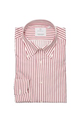 Premium Striped Twill Shirt - Button Down - Burgundy/White