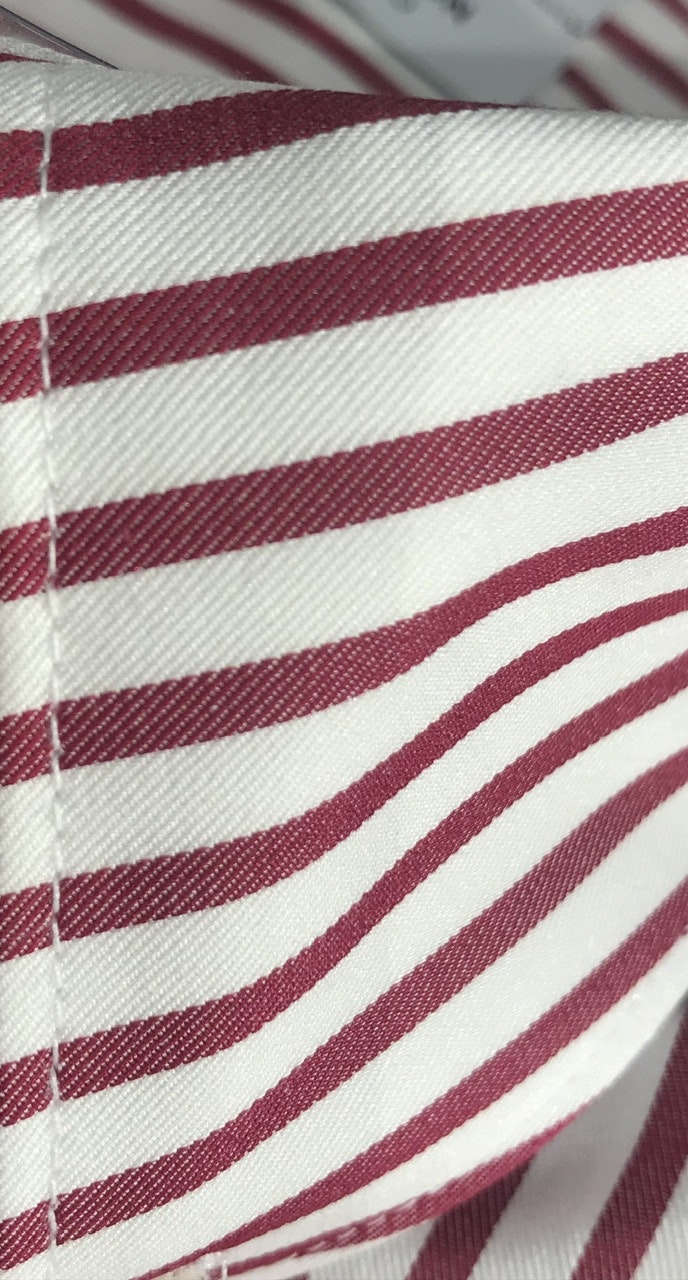 Premium Randig twillskjorta - Button Down - Burgundy/Vit