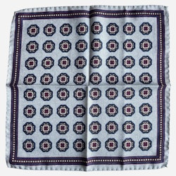 Medallion Wool/Silk Pocket Square - Grey/Purple/Brown