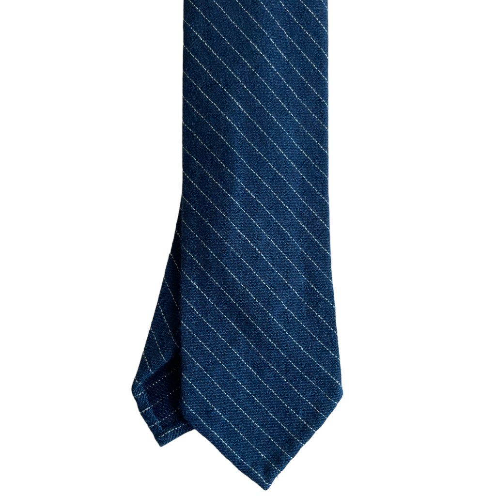 Regimental Cashmere Tie - Untipped - Petrol Blue