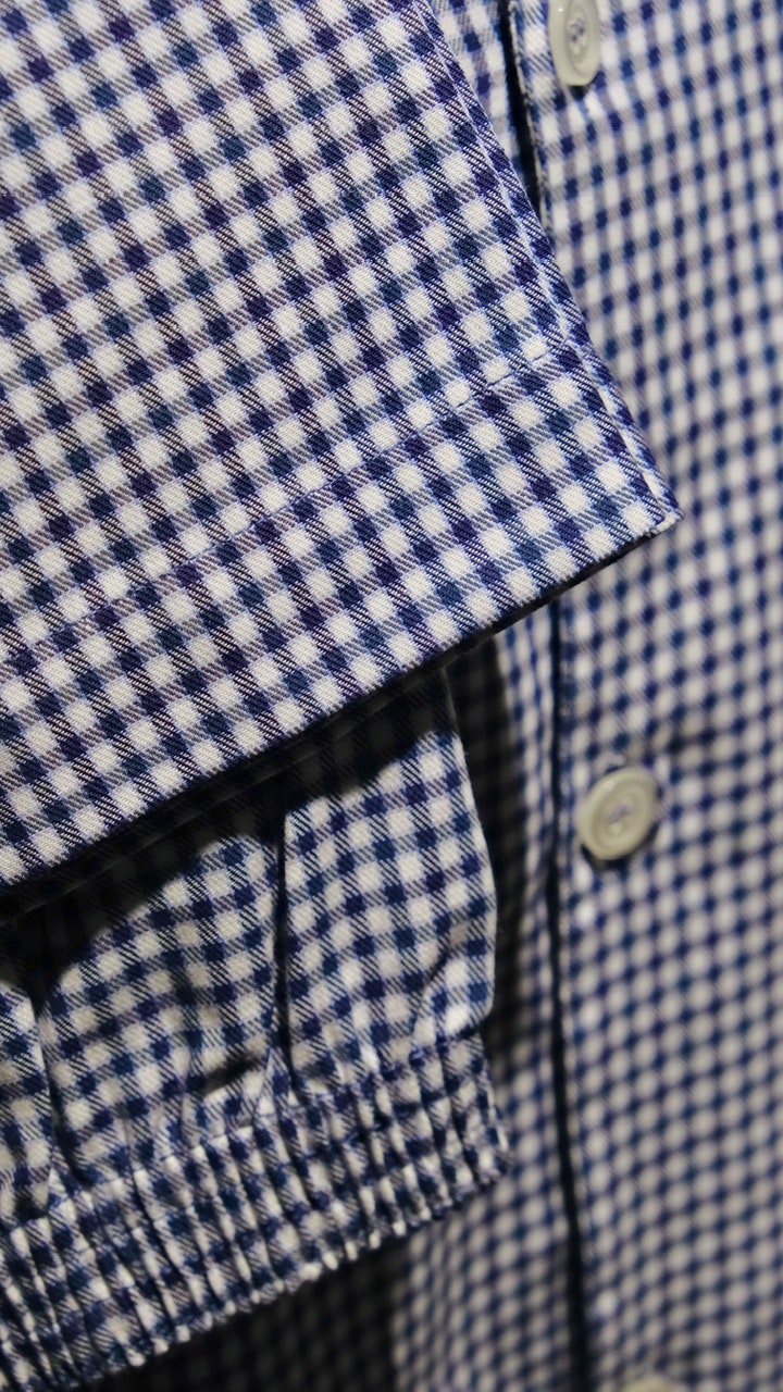 Small Check Flannel Pyjamas - Navy Blue/White