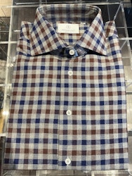 Small check brushed cotton shirt - Grey/Navy/Brown