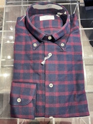 Check brushed cotton shirt - Navy/Burgundy