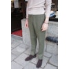 Linen trousers with drawstring - Olive Green