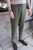 Linen trousers with drawstring - Olive Green