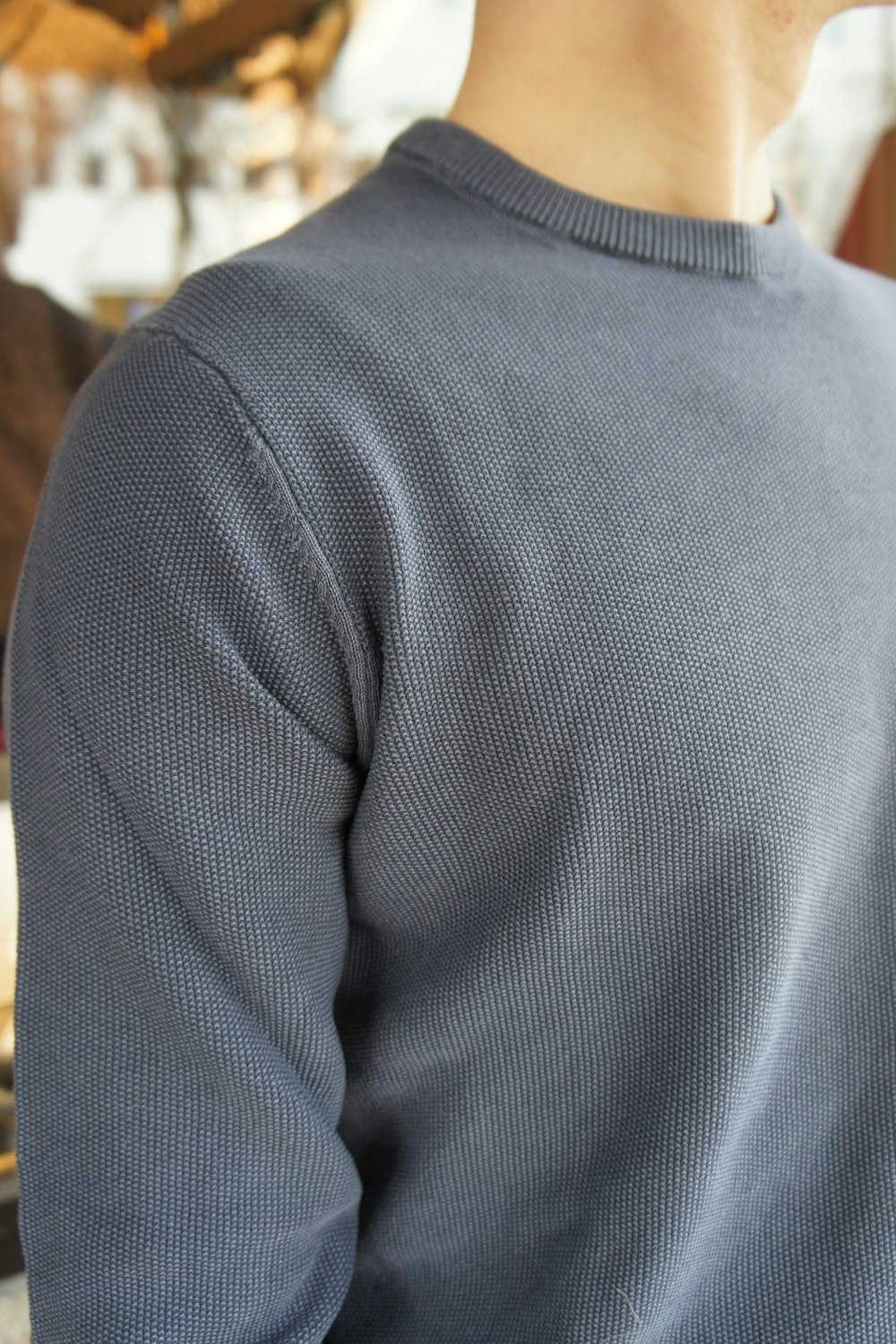 Crewneck Garment Dye Cotton Pullover - Denim