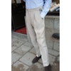 Linen Trousers with side adjusters - High Waist - Sand Beige