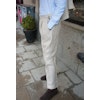 Linen Trousers with side adjusters - High Waist - Sand Beige