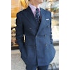 Double Breasted Linen Jacket - Half Canvas - Navy Blue