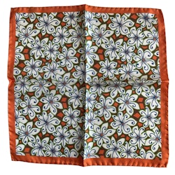 Floral Silk Pocket Square - Orange/White/Brown