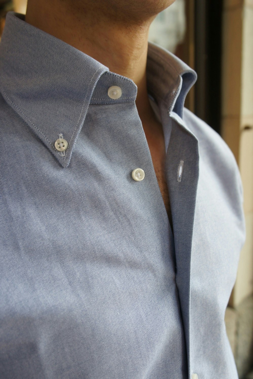 Enfärgad Oxfordskjorta Button Down - Blå