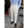Solid High Waist Linen/Wool Trousers - Off White