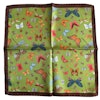 Flowers and Butterflies Silk Pocket Square - Light Green/Brown