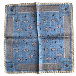 Tennis Silk Pocket Square - Light Blue/Beige