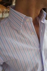 Smalrandig Oxfordskjorta Button Down - Rosa/Ljusblå/Vit