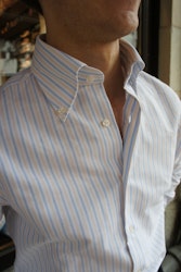Smalrandig Oxfordskjorta Button Down - Beige/Ljusblå/Vit