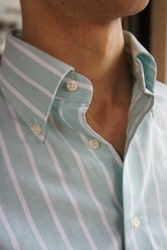 Smalrandig Oxfordskjorta Button Down - Ljusgrön/Vit