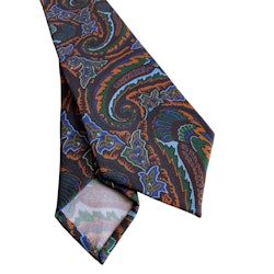 Paisley Printed Silk Tie - Untipped - Brown/Blue/Rust/Green