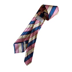 Regimental Silk Tie - Untipped - Pink/Blue/Light Yellow/Cerise
