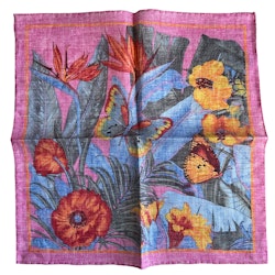 Butterflies and Flowers Linen Pocket Square - Pink