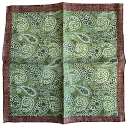 Paisley Linen Pocket Square - Brown/Green
