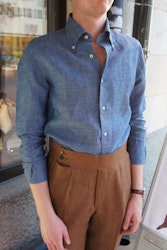 Enfärgad Linneskjorta - Button Down - Denim