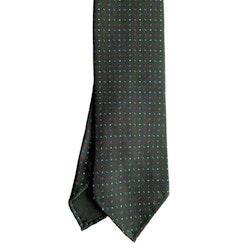 Floral Printed Silk Tie - Untipped - Dark Green/Burgundy/Light Blue