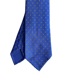 Floral Printed Silk Tie - Untipped - Cobolt Blue/Navy/Yellow