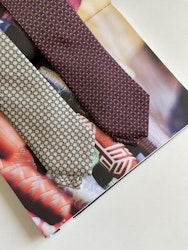 Chain Printed Silk Tie - Champagne/Light Blue