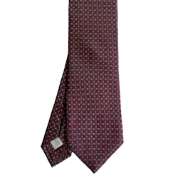 Chain Printed Silk Tie - Burgundy/Blue