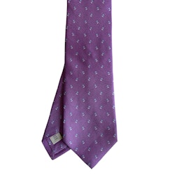 Floral Printed Silk Tie - Purple/Light Blue