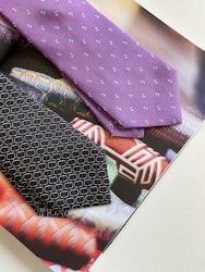 Floral Printed Silk Tie - Purple/Light Blue