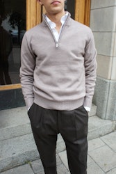 Half Zip Merinoull 7 gg - Ljusbeige