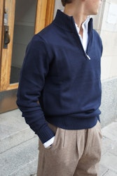 Half Zip Merinoull 7 gg - Mörkblå