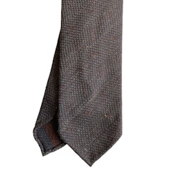 Patterned Wool Tie - Untipped - Grey/Brown