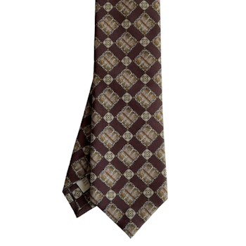 Large Medallion Printed Silk Tie - Brown