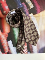 Large Medallion Printed Silk Tie - Brown